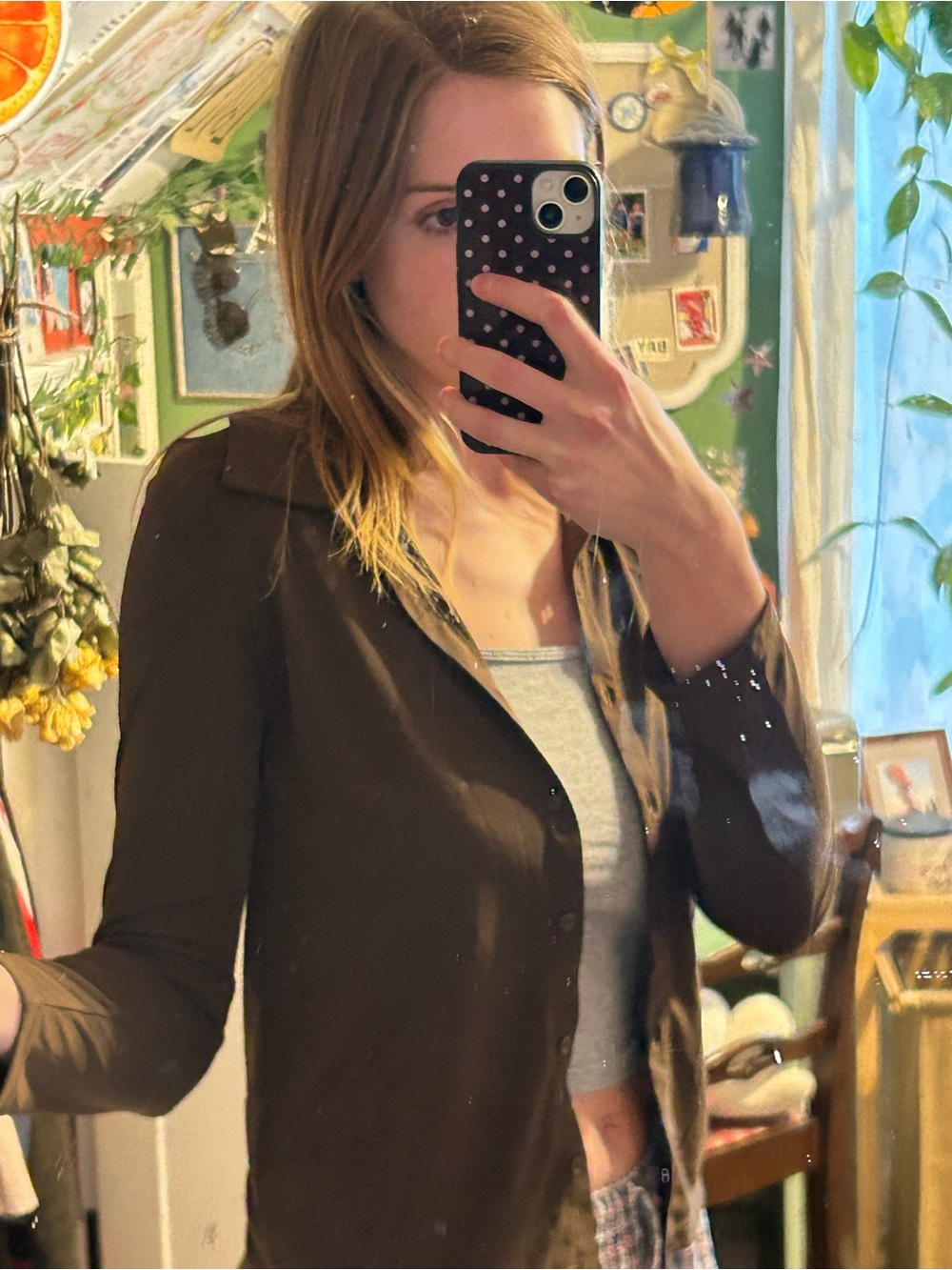 Zara Brown Button-Front Women's Blazer Jacket